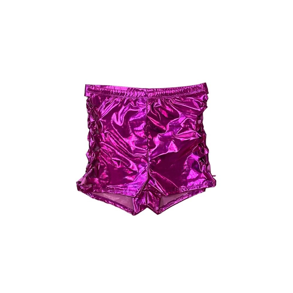 Women's Metallic Pink Festival Rave Shorts